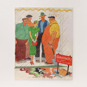 Burly mannen en dame uit de jaren '30 legpuzzel