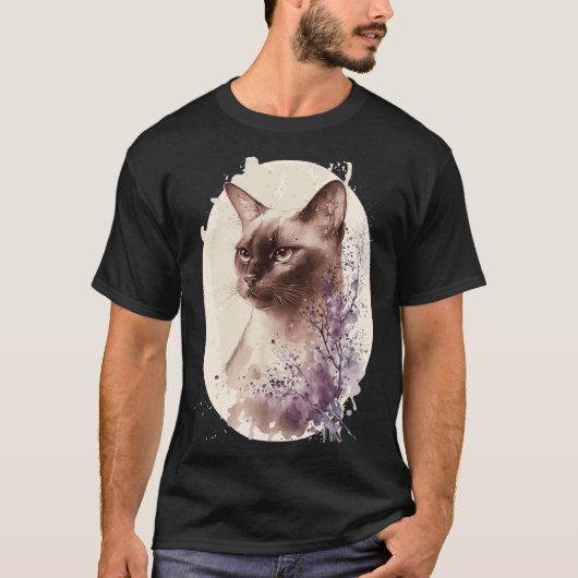 Burmese Cat Japanese Cherry Blossom Sakura T-shirt (Voorkant)