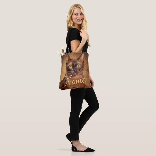 Burmese Cat Personalized Tote Bag (Op model)
