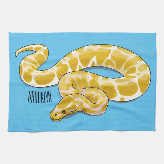 Burmese python slang cartoonillustratie theedoek (Horizontaal)