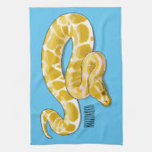 Burmese python slang cartoonillustratie theedoek (Verticaal)