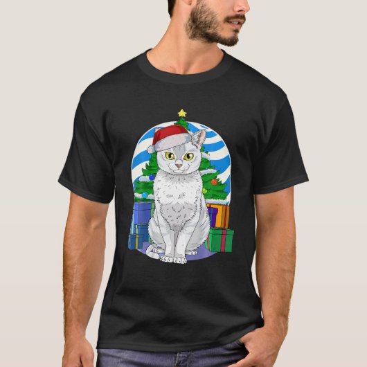 Burmilla Cat Cute Santa Christmas Tree Decor Gift T-shirt (Voorkant)