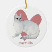 Burmilla Cat Waterverf Kat Roze hart Keramisch Ornament (Voorkant)