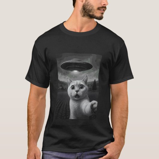 Burmilla Kat Selfie Grappige Alien Ontvoering Meme T-shirt (Voorkant)