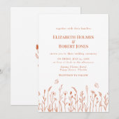 Burn Sinaasappel Wildflower Meadow Bruiloft Uitnod Kaart (Voorkant / Achterkant)