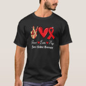 Burn Victims Awareness Peace Love Hope Red Ribbon T-shirt (Voorkant)