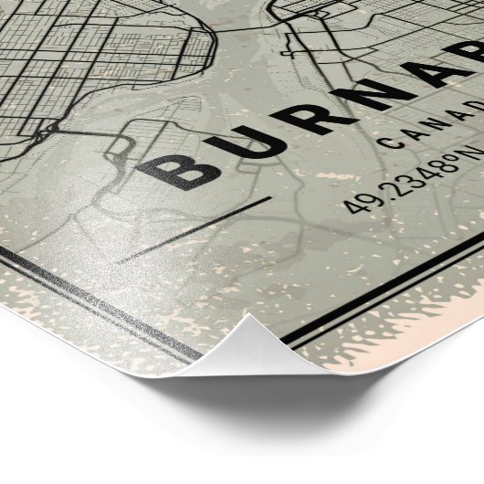 Burnabme map print poster canvas | Canada (Hoek)