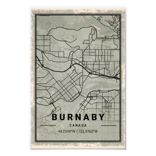 Burnabme map print poster canvas | Canada (Voorkant)