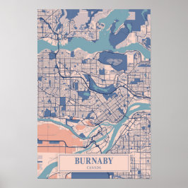 Burnaby Canada Winderige Stad Kaart Reizen Poster