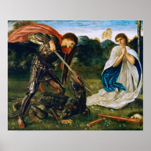 Burne-Jones - St. Joris Doodt Draak Poster (Voorkant)
