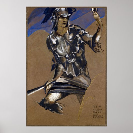 Burne-Jones - studie naar Perseus in Armor Poster (Voorkant)
