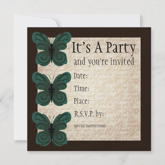 Burned Butterfly Invitation Kaart (Voorkant)