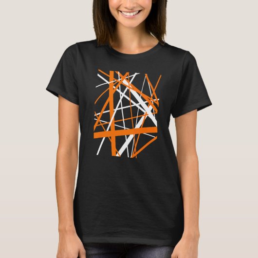 Burned Orange and White Geometric Strips Cut Out P T-shirt (Voorkant)