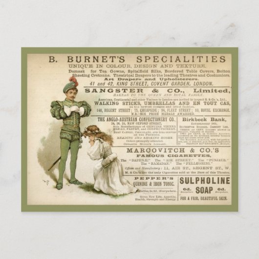 Burnet's specialiteiten briefkaart (Voorkant)
