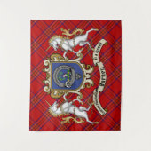 Burnett Clan Badge & Unicorns met Tartan Wandkleed (Voorkant)
