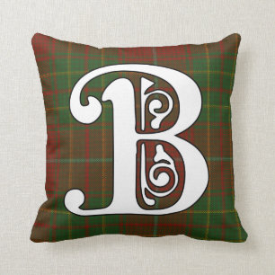 Burnett Clan Tartan Monogram Kussen