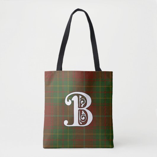 Burnett Clan-tartanmonogram Tote Bag (Voorkant)