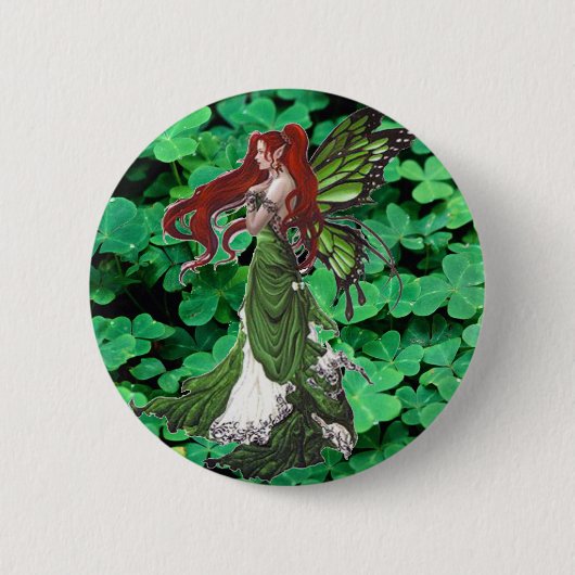 Burnett fairy shamrocks ronde button 5,7 cm (Voorkant)