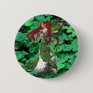 Burnett fairy shamrocks ronde button 5,7 cm