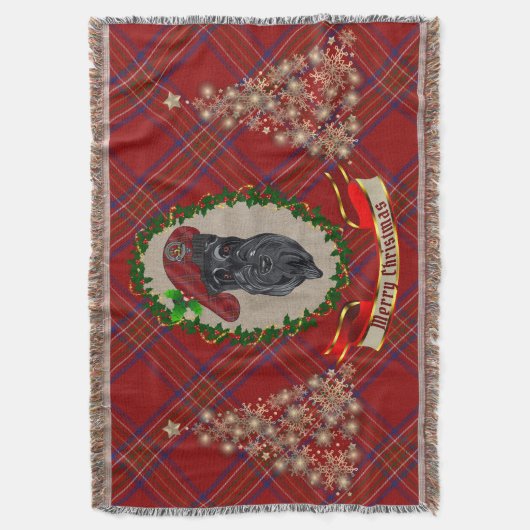 Burnett Scottie Dog Kerstmis Deken (Voorkant Verticaal)