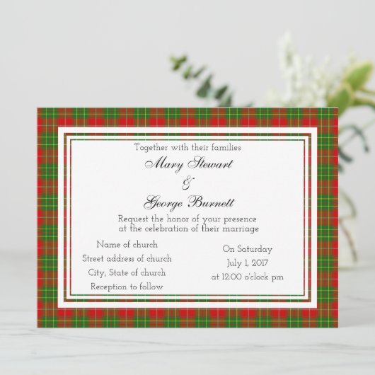 Burnett Scottish Wedding Invitation Kaart (Staand voorkant)
