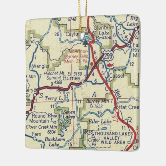Burney CA Map Keramisch Ornament (Links)