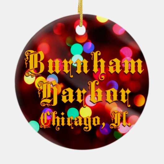 Burnham Harbour Chicago Lights Ceramic Ornament (Achterkant)