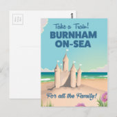 BURNHAM-ON-SEA zandkasteel reisposter Briefkaart (Voorkant / Achterkant)