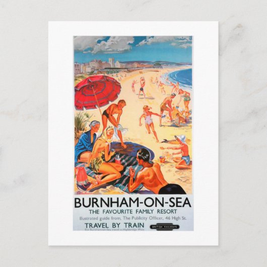 Burnham op Zee  trein adverteren poster Briefkaart (Voorkant)