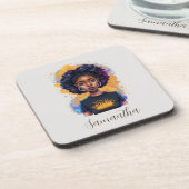 Burning Afro Woman Bier Onderzetter (Linkerzijde)