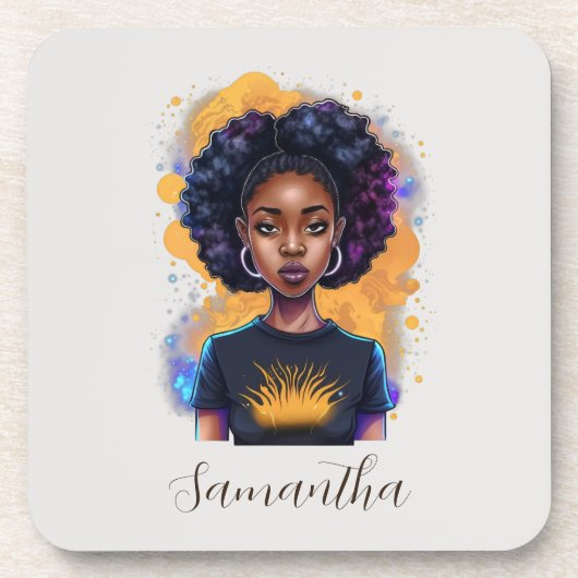 Burning Afro Woman Bier Onderzetter (Voorkant)