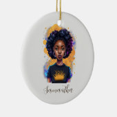 Burning Afro Woman Keramisch Ornament (Rechts)