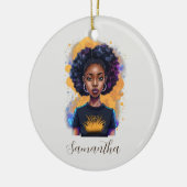 Burning Afro Woman Keramisch Ornament (Links)