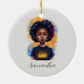 Burning Afro Woman Keramisch Ornament (Achterkant)