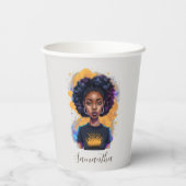 Burning Afro Woman Papieren Bekers (Achterkant)