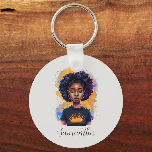 Burning Afro Woman Sleutelhanger (Achterkant)