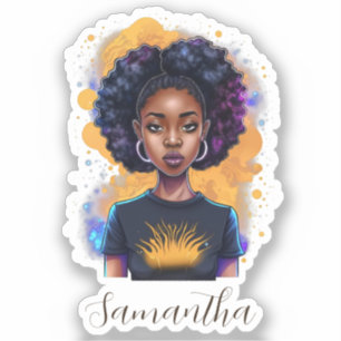 Burning Afro Woman Sticker