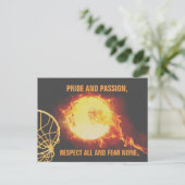 Burning Ball Netball Thema Afbeelding met Slogan Briefkaart (Staand voorkant)