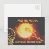 Burning Ball Netball Thema Afbeelding met Slogan Briefkaart (Voorkant / Achterkant)