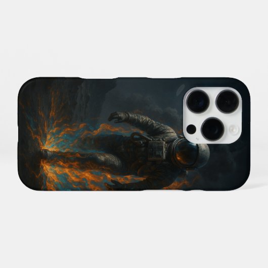 Burning Beyond – Epic Astronaut in Flames Space iPhone Hoesje (Achterkant horizontaal)