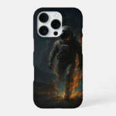 Burning Beyond – Epic Astronaut in Flames Space iPhone Hoesje (Achterkant)