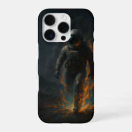 Burning Beyond – Epic Astronaut in Flames Space iPhone 16 Pro Hoesje