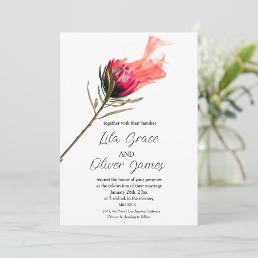 Burning Bloom Elegantie Huwelijksuitnodiging Kaart (Staand voorkant)