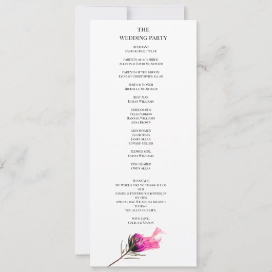 Burning Bloom Elegantie Wedding menu Kaart (Achterkant)