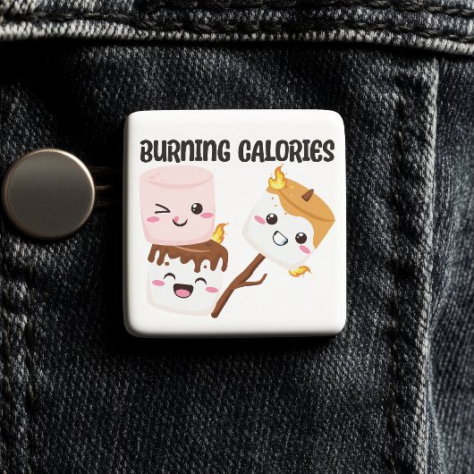 Burning Calories Marshmallow Meme Vierkante Button 5,1 Cm