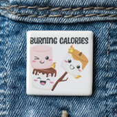 Burning Calories Marshmallow Meme Vierkante Button 5,1 Cm