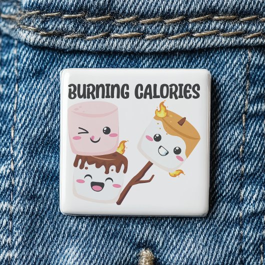 Burning Calories Marshmallow Meme Vierkante Button 5,1 Cm