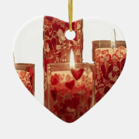 Burning Candles for Valentines Day Tree Keramisch Ornament (Voorkant)
