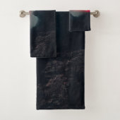 Burning clouds, fog and mountains monogram in sky bad handdoek (Insitu)