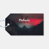 Burning clouds, fog and mountains monogram in sky cadeaulabel (Achterkant Horizontaal)